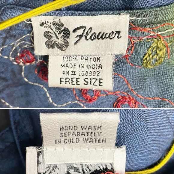 Flower Tie Dye Crop Top Wrap Skirt Set Free Size Boho Festival India Blue Green - Picture 8 of 10